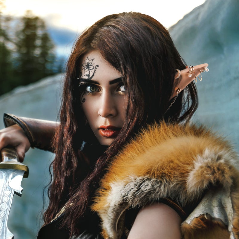 FRESHME Elf Ears with Piercings Earring Cuffs Set - Cosplay Fairy Pixie Ears with Pearl Earrings Chain Set  Non-Piercing Cartilage Ear Clip for Christmas Renaissance Halloween Custome Photoshoot - Image 3